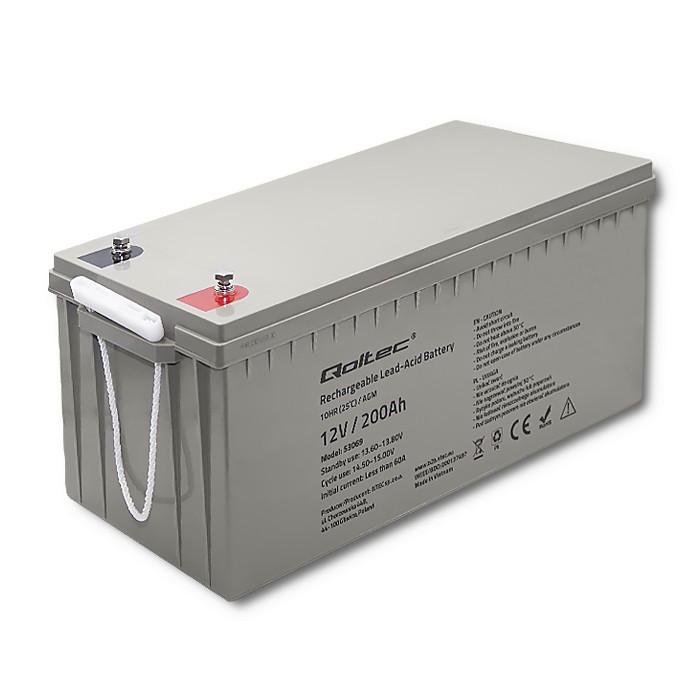 Qoltec  AGM battery 12V 200Ah, max