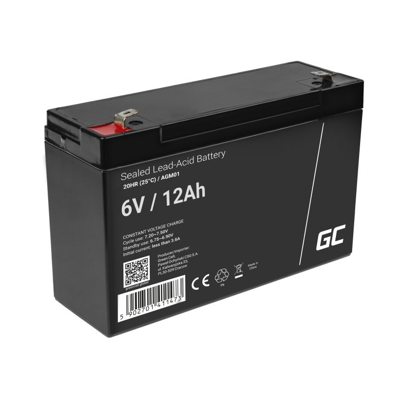 GREEN CELL  Battery AGM 6V 12Ah