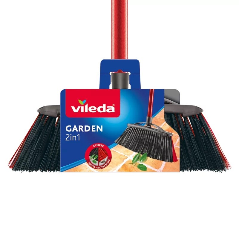 Vileda Broom 2in1 Garden Outdoor (red/yellow)