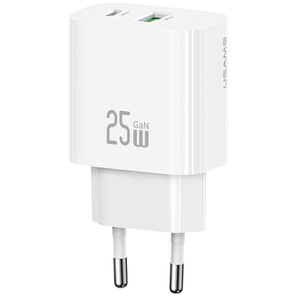 USAMS Charger 25W 1xUSB-A 1xUSB-A Fast