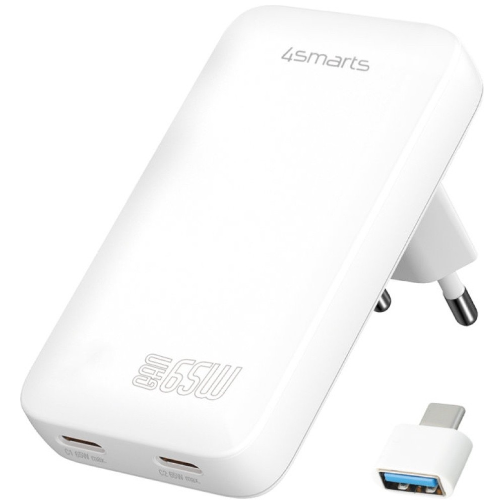 4smarts Charger FlatPlug 65W GaN Dual