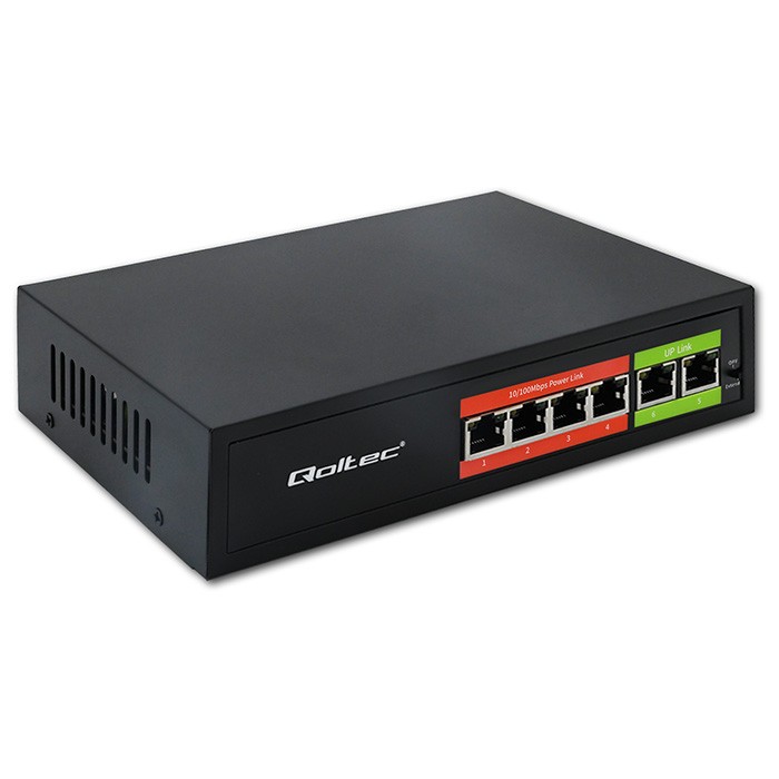 Qoltec  FAST Ethernet PoE SWITCH 4xRJ45