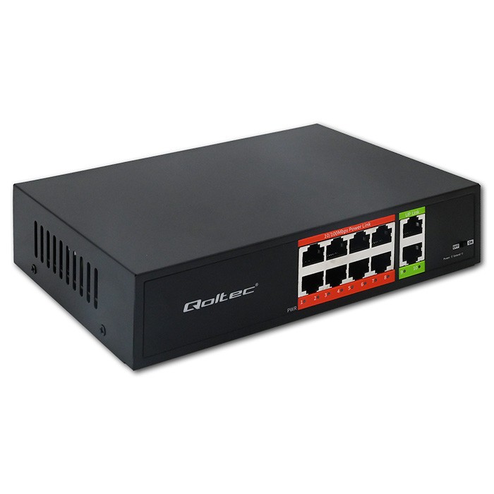 Qoltec  FAST Ethernet PoE SWITCH 8xRJ45