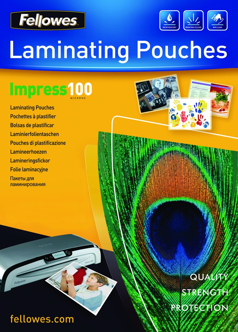Fellowes A4 Glossy 100 Micron Laminating
