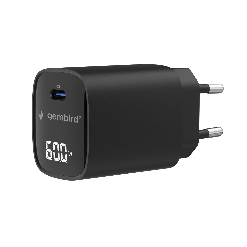 Gembird TA-UC-1C-PD60LCD-01-BK 60W USB Type-C fast