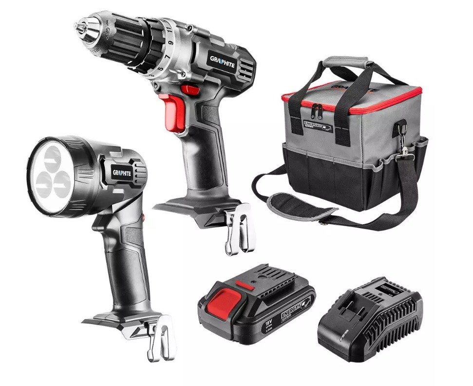GRAPHITE  cordless tool set drill/driver, flashlight