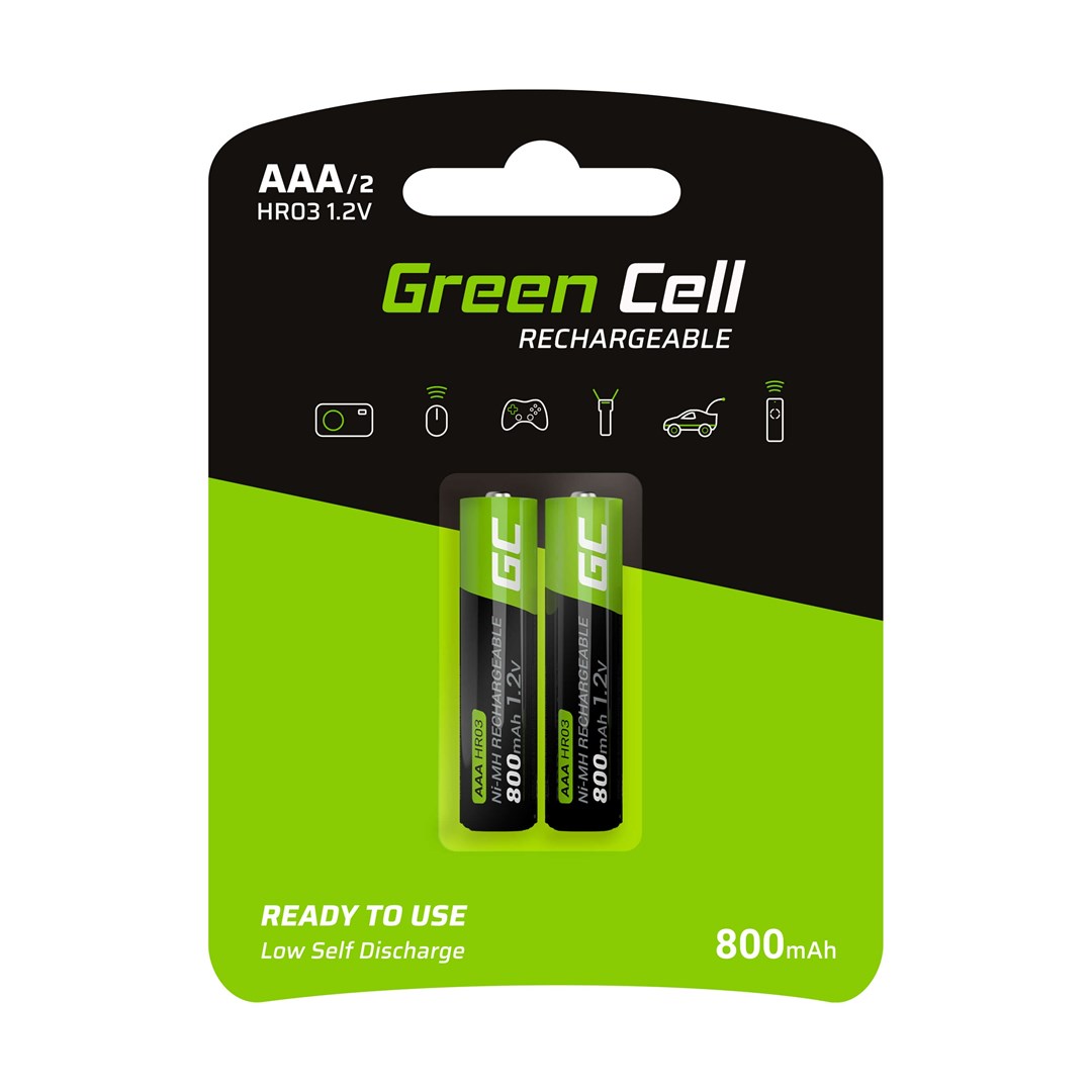 GREEN CELL  Rechargeable Batteries 2x AAA