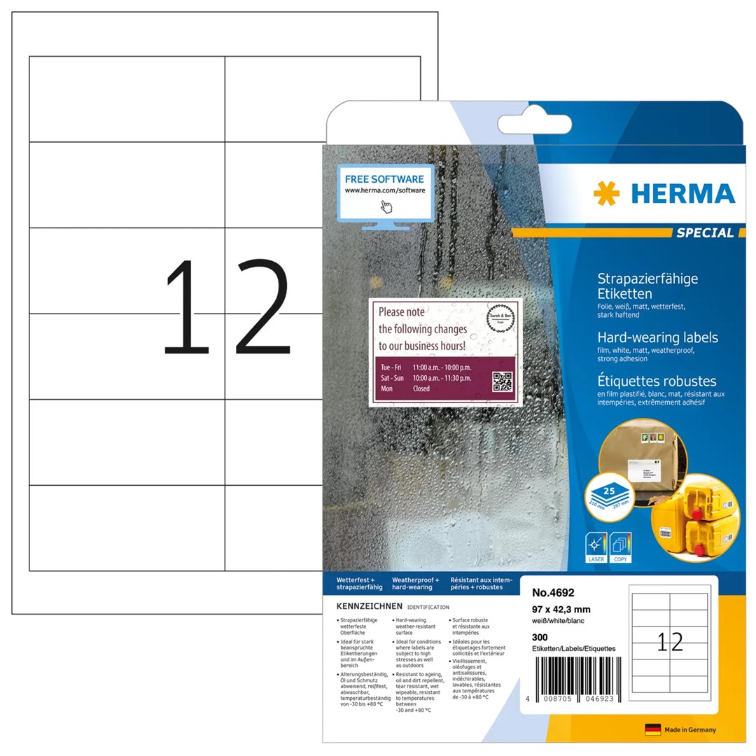 No name HERMA Labels hard-wearing A4