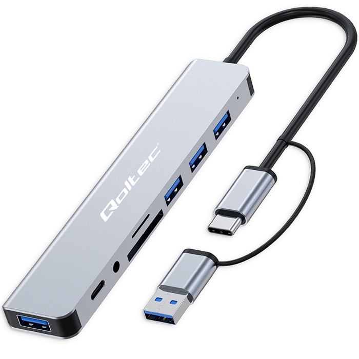 Qoltec  HUB 8in1 USB C USB