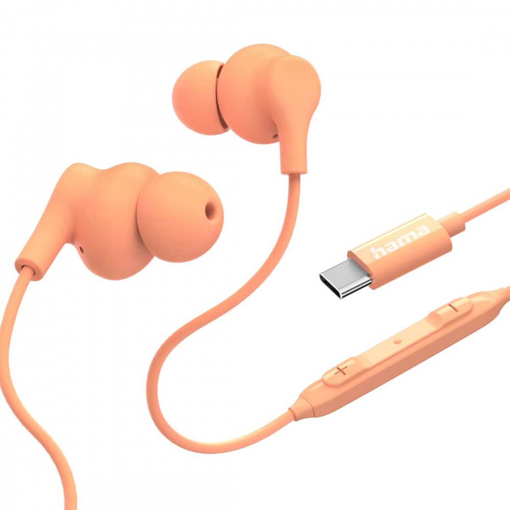 Hama  In-ear headphones Curly usb-c orange