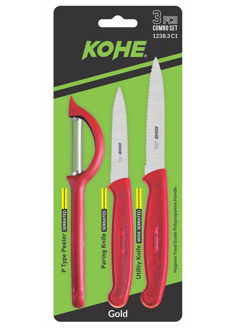 KOHE  3-piece knife set with peeler