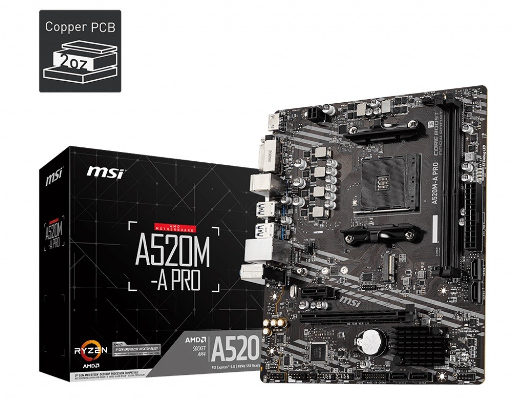 MSI  Motherboard A520M-A PRO AM4 2DDR4