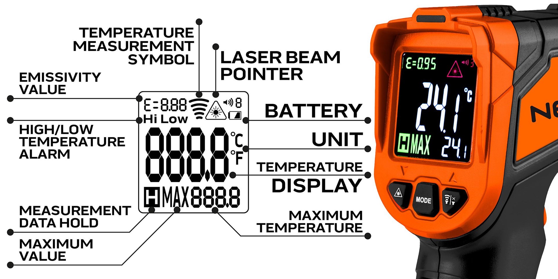 NEO TOOLS  75-276 pyrometer | 75-276
