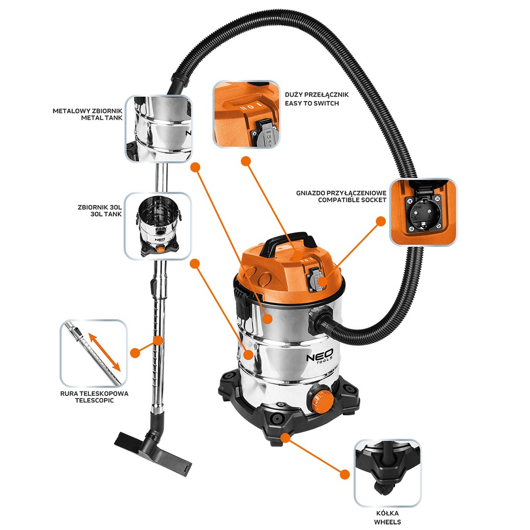 NEO TOOLS  Industrial Vacuum Cleaner 1400W