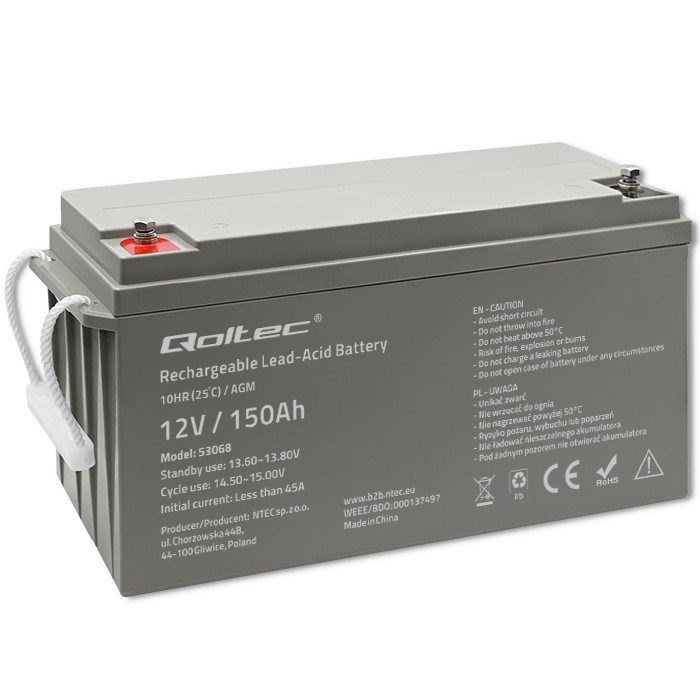Qoltec  53068 AGM battery 12V 150Ah