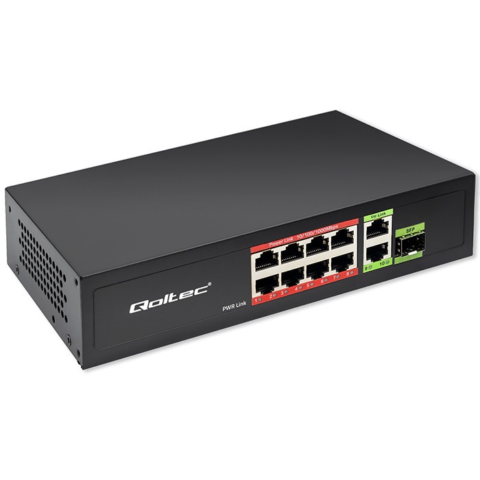 Qoltec SWITCH 8x RJ45 PoE 2x