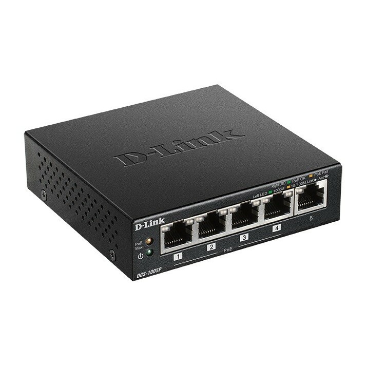 D-Link  Switch DGS-1005P 5xGbE (4xPoE+ 60W)