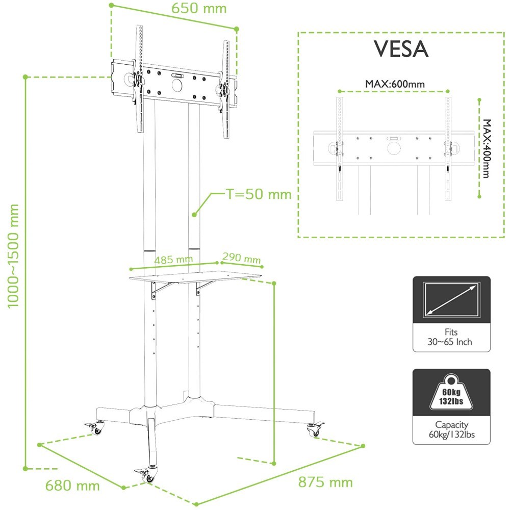 Techly  Mobile stand LCD / LED