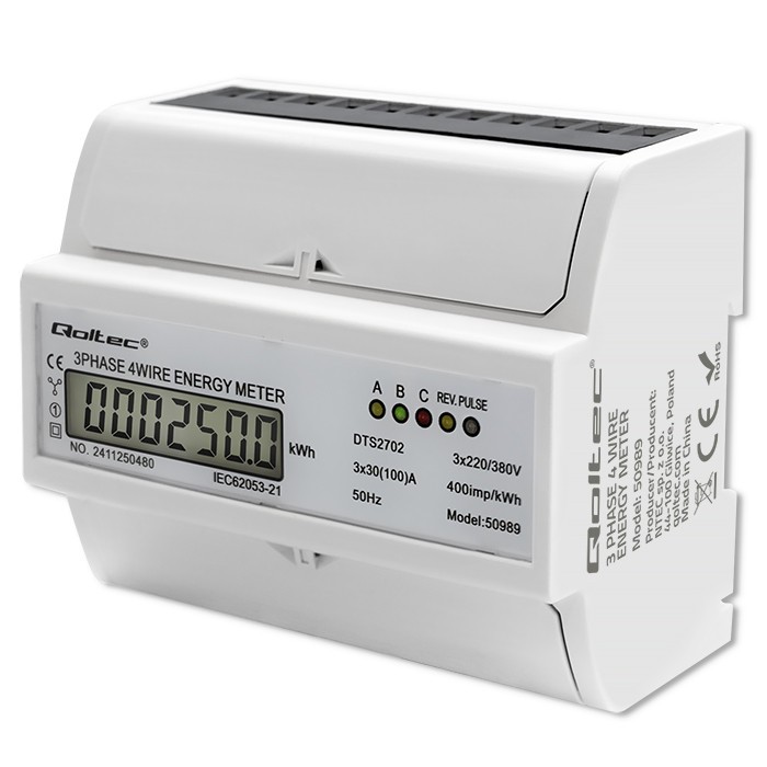 Qoltec  Three phase electronic meter DIN