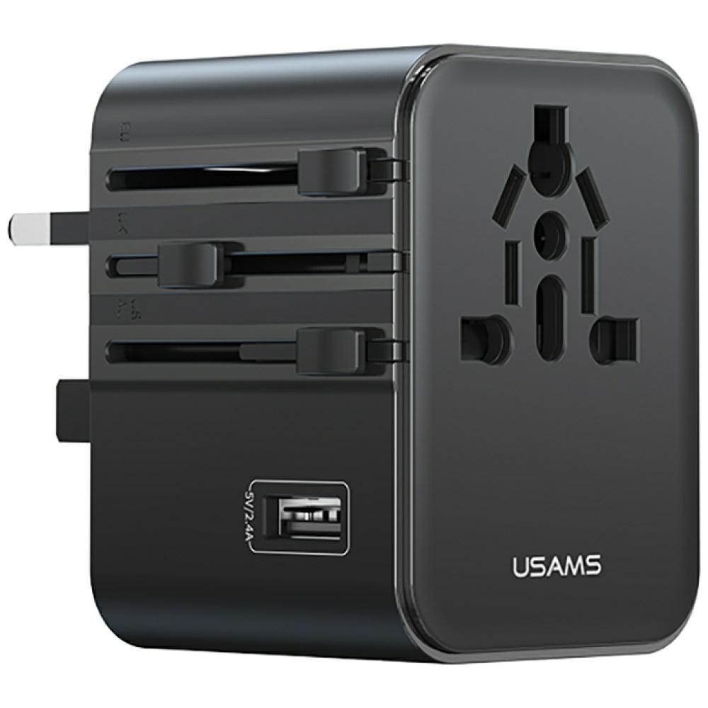 USAMS Travel adapter 17W US/AU/EU/UK black